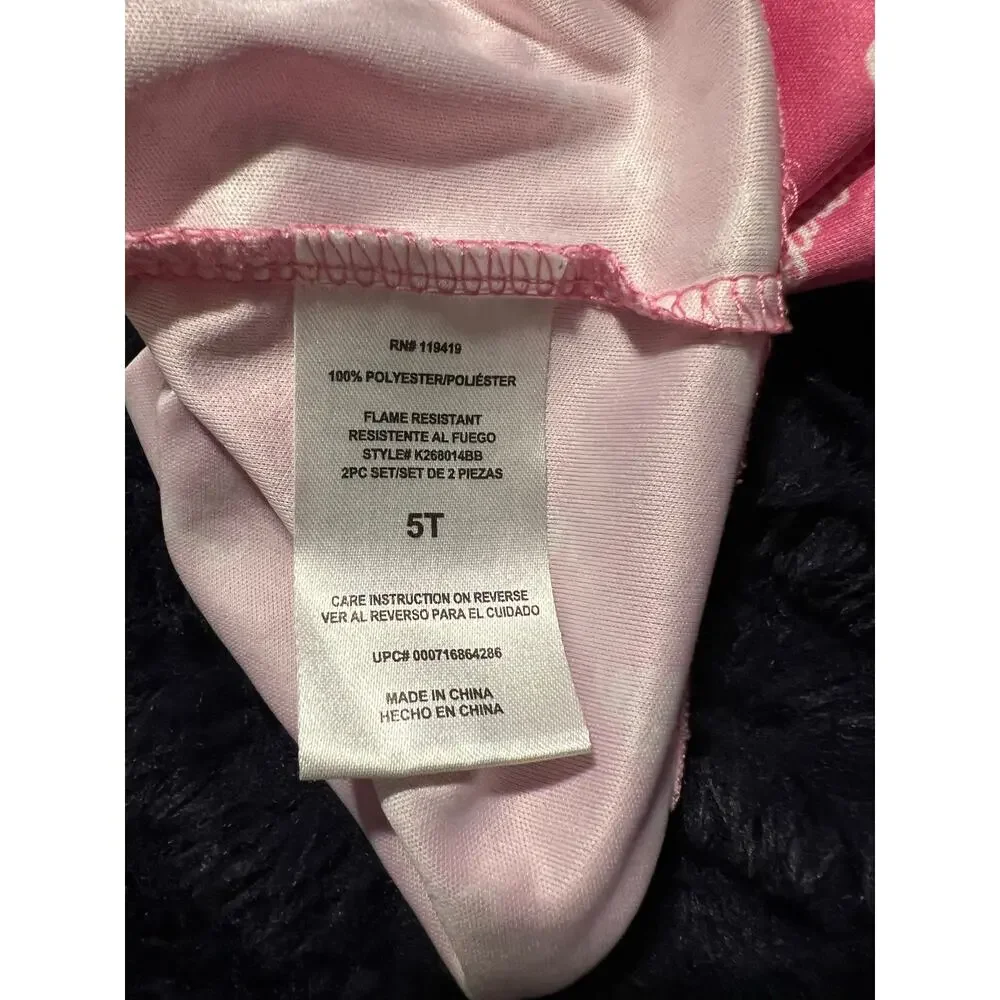 Barbie Girls Pajama Set Size 5T Pink Logo Button Up Sleepwear EUC